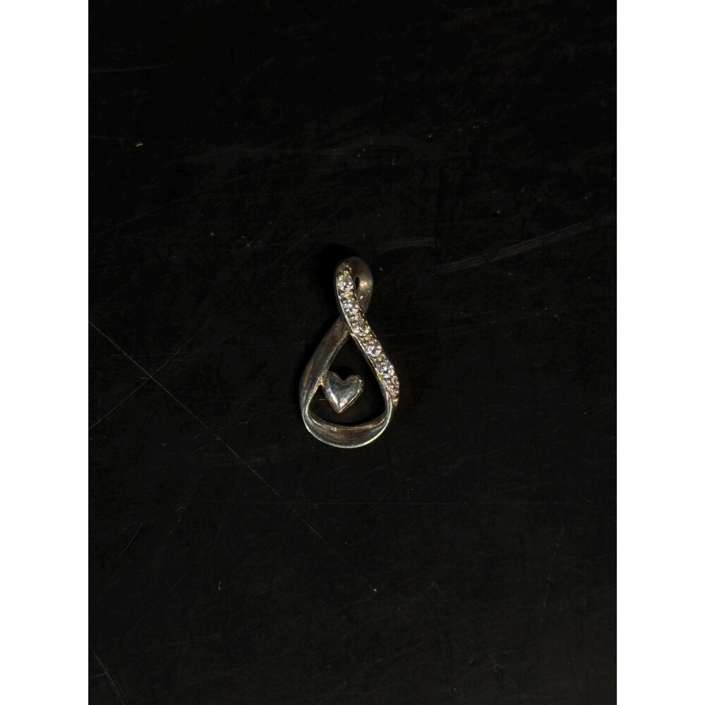 LA Sterling Silver 925 CZ Open Heart Teardrop Pendant